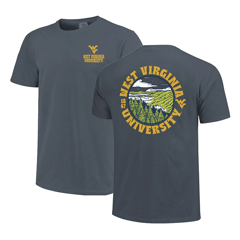 T-shirt bleu marine pour homme, motif paysage, couleurs confortables, doublure épaisse, style West Virginia Mountaineers