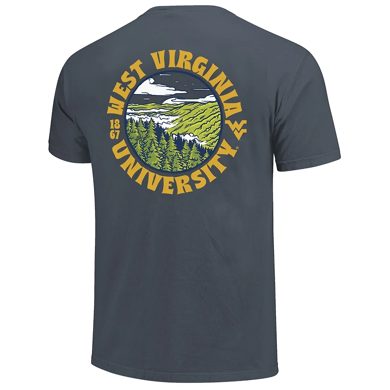T-shirt bleu marine pour homme, motif paysage, couleurs confortables, doublure épaisse, style West Virginia Mountaineers