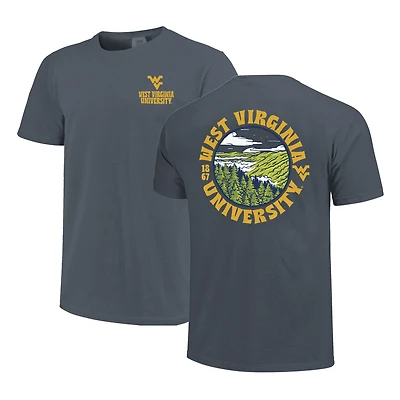 Men's  Navy West Virginia Mountaineers Comfort Colors Thick Lined Landscape T-Shirt