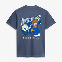 Men's  Navy West Virginia Mountaineers Drawn Mascot Baseball T-Shirt