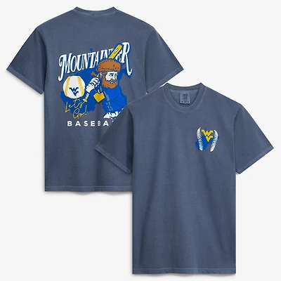 Men's Navy West Virginia Mountaineers Drawn Mascot Baseball T-Shirt