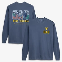 T-shirt à manches longues pour homme, bleu marine, motif dessin du campus des Mountaineers de Virginie-Occidentale, la fête pères