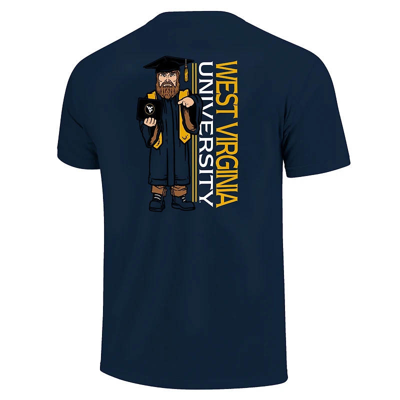 T-shirt homme bleu marine West Virginia Mountaineers Mascotte Réussite Débloquée