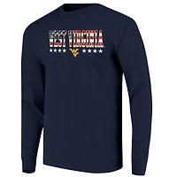 T-shirt à manches longues pour homme, bleu marine, avec drapeau des Mountaineers de Virginie-Occidentale (taille haute)