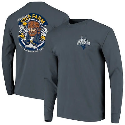 T-shirt à manches longues pour homme, bleu marine, West Virginia Mountaineers Tree Farm Comfort Colors