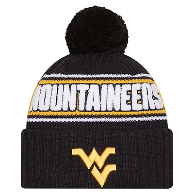 Men's New Era Black West Virginia Mountaineers Bold Cuffed Knit Hat with Pom