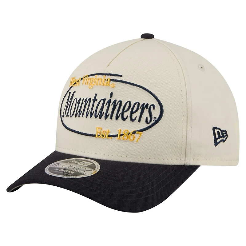 Men's New Era  Natural/Navy West Virginia Mountaineers Prepster 9FORTY M-Crown Adjustable Hat