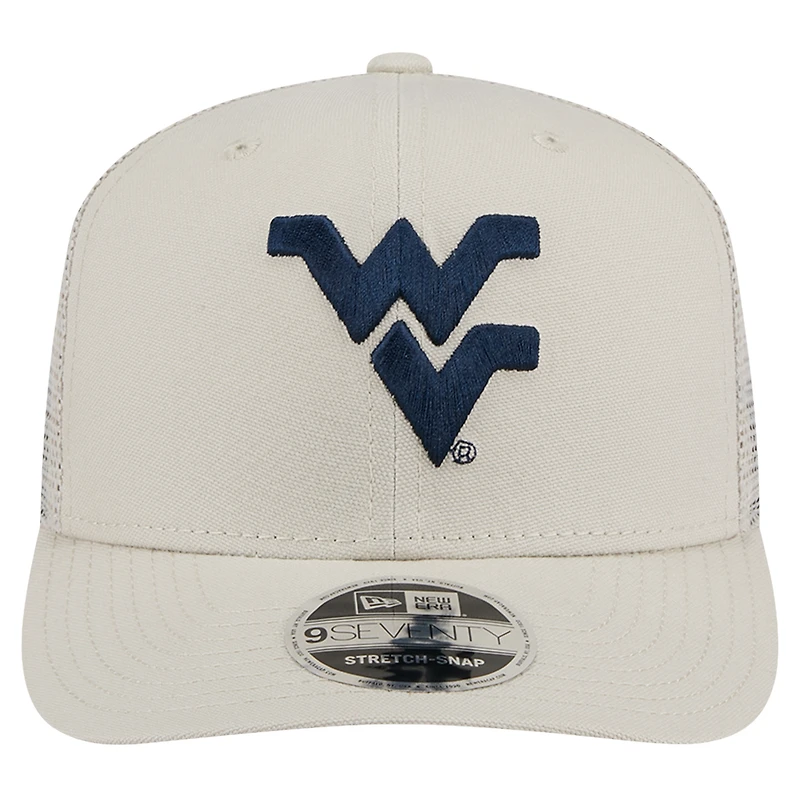 Casquette ajustable extensible à boutons-pression 9SEVENTY en toile naturelle West Virginia Mountaineers New Era pour homme