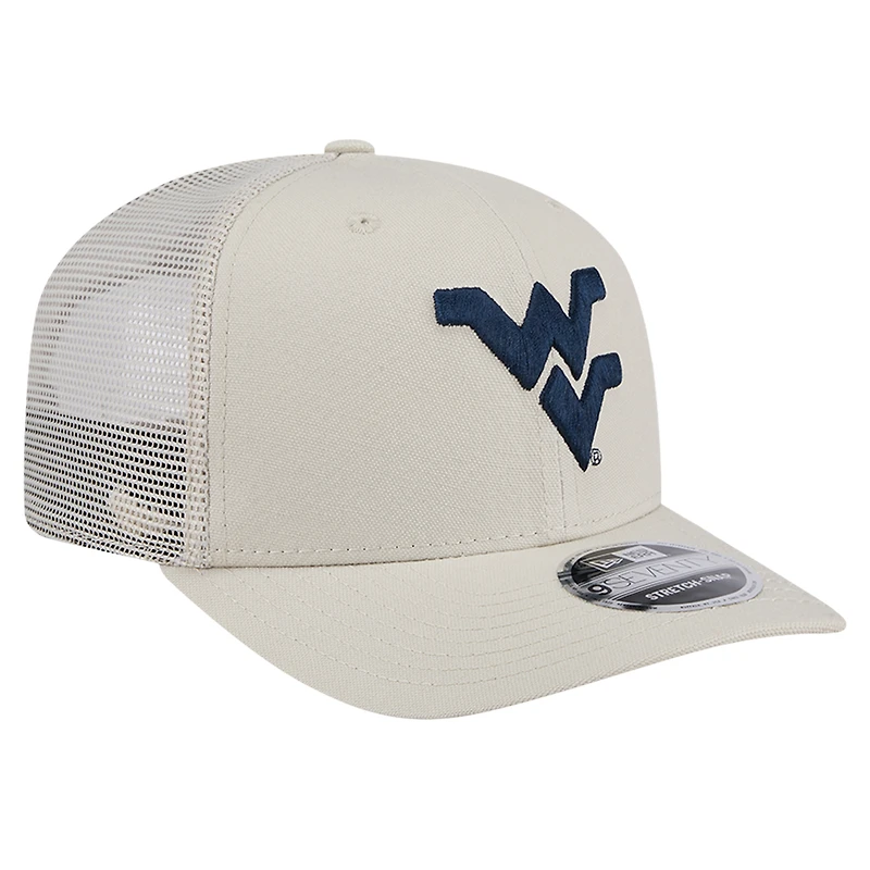 Casquette ajustable extensible à boutons-pression 9SEVENTY en toile naturelle West Virginia Mountaineers New Era pour homme