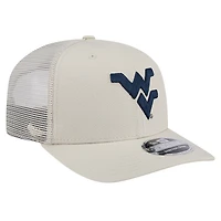 Casquette ajustable extensible à boutons-pression 9SEVENTY en toile naturelle West Virginia Mountaineers New Era pour homme