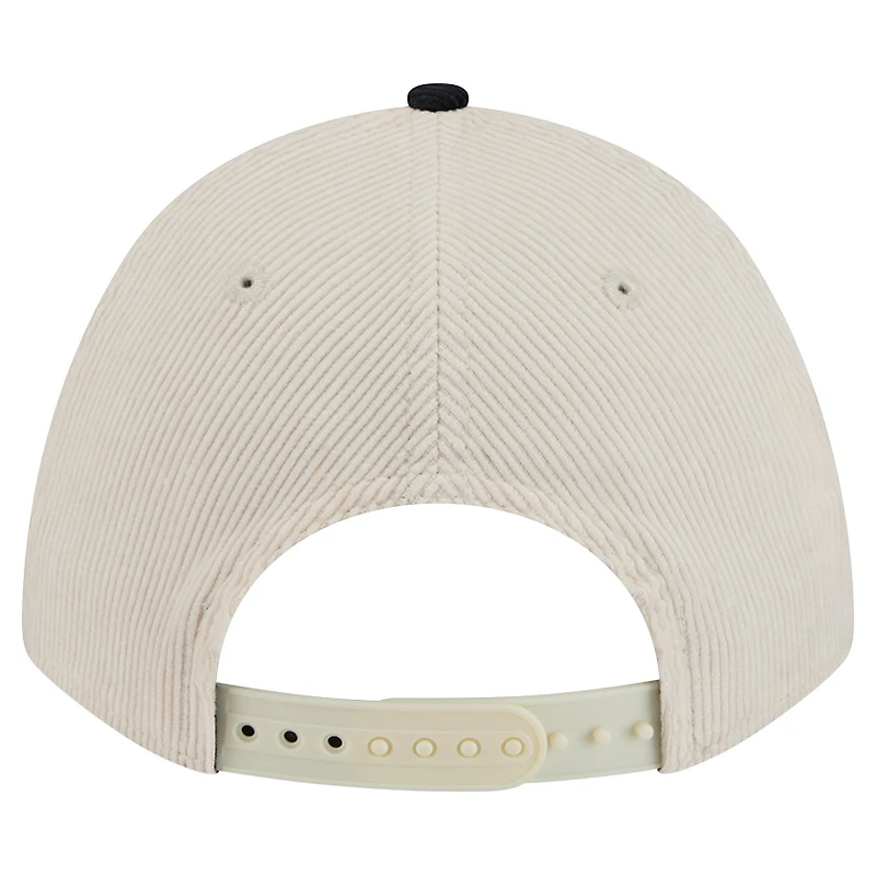 Men's New Era Navy/Cream West Virginia Mountaineers Arch Two-Tone Corduroy 9FORTY A-Frame Adjustable Hat