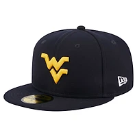 Casquette ajustée 59FIFTY bleu marine des West Virginia Mountaineers de New Era pour homme