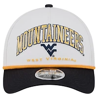 Men's New Era White/Navy West Virginia Mountaineers Arch Two-Tone Rope 9FORTY A-Frame M-Crown Adjustable Hat