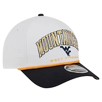 Men's New Era White/Navy West Virginia Mountaineers Arch Two-Tone Rope 9FORTY A-Frame M-Crown Adjustable Hat