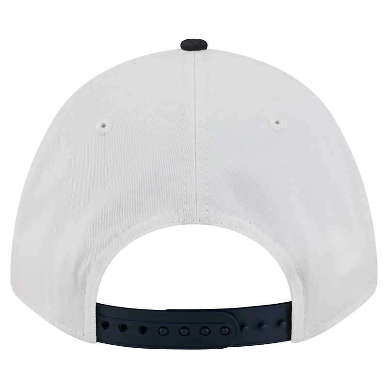 Men's New Era White/Navy West Virginia Mountaineers Arch Two-Tone Rope 9FORTY A-Frame M-Crown Adjustable Hat