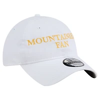 Casquette ajustable New Era blanche pour homme, modèle 9TWENTY, pour supporter des West Virginia Mountaineers