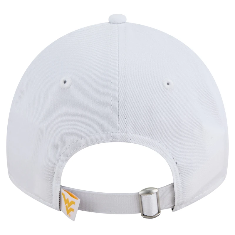 Casquette ajustable New Era blanche pour homme, modèle 9TWENTY, pour supporter des West Virginia Mountaineers
