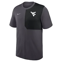Men's Nike Anthracite West Virginia Mountaineers 2025 Sideline UV Dri-FIT Coach Shirt