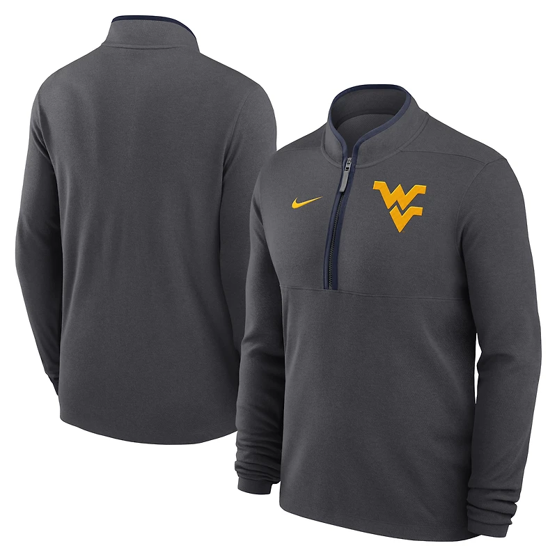Haut Nike Courtside Victory Dri-FIT demi-zippé anthracite des West Virginia Mountaineers pour homme