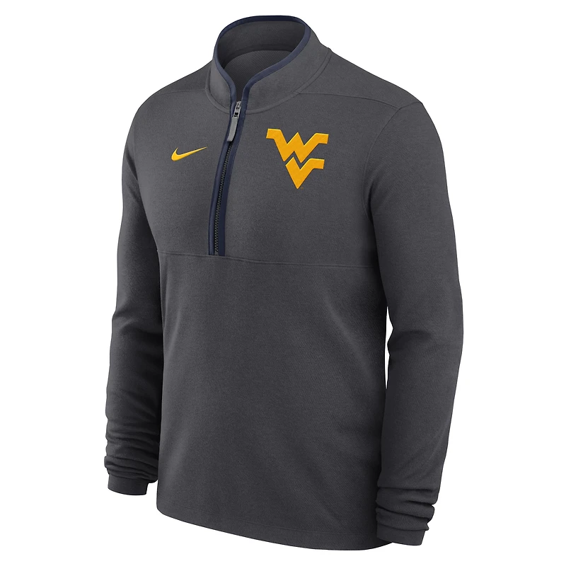 Haut Nike Courtside Victory Dri-FIT demi-zippé anthracite des West Virginia Mountaineers pour homme