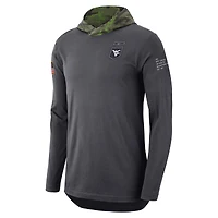 T-shirt à capuche manches longues militaire Nike West Virginia Mountaineers pour homme, anthracite