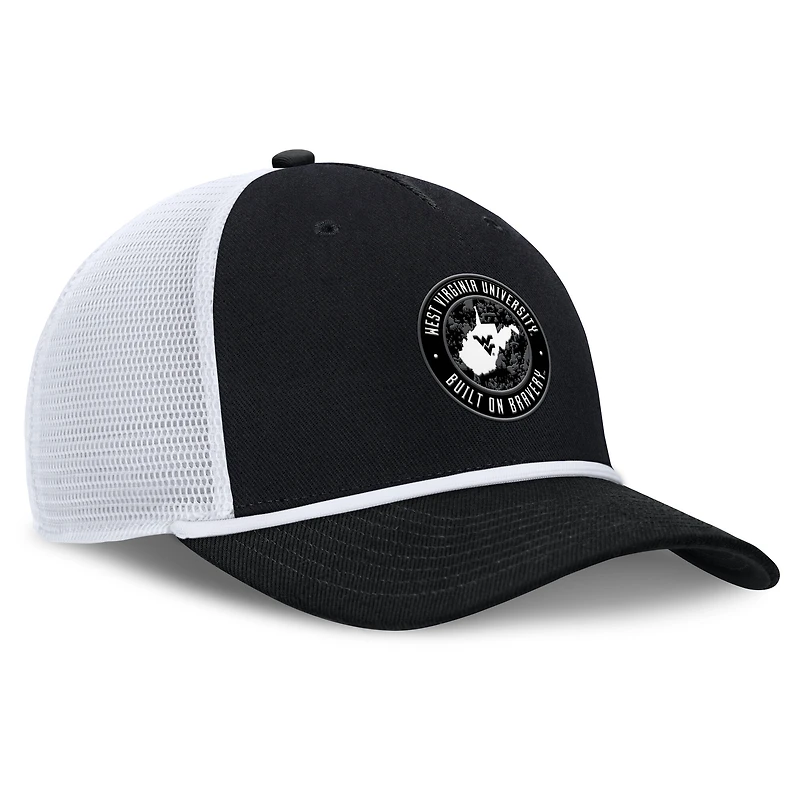 Men's Nike Black/White West Virginia Mountaineers Built on Bravery Rise Trucker Adjustable Hat