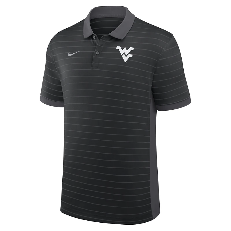 Polo Nike noir Dri-FIT pour homme, coupe début de saison 2025, équipe des West Virginia Mountaineers, avec rayures Victory Sideline