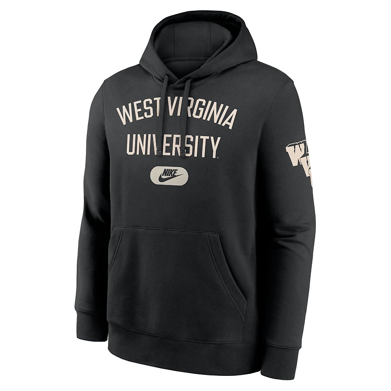 Sweat à capuche Nike noir West Virginia Mountaineers Club Fleece Fashion pour homme