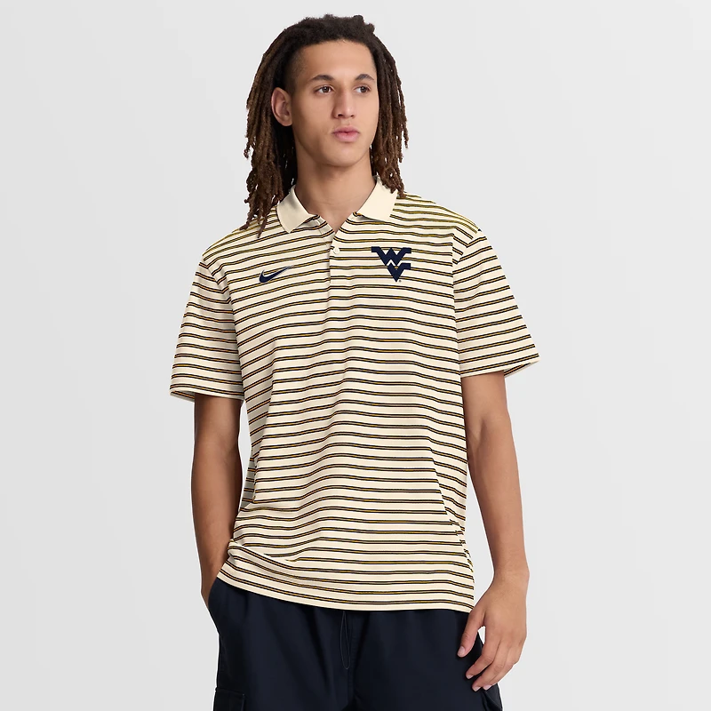 Polo Nike Dri-FIT rayé bleu marine/blanc des West Virginia Mountaineers Primetime Victory pour homme