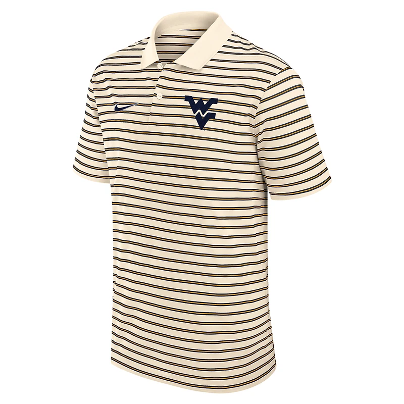 Men's Nike Cream West Virginia Mountaineers Primary Logo Striped Dri-FIT Polo
