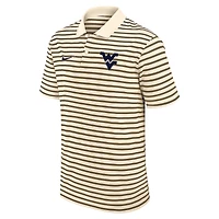 Men's Nike Cream West Virginia Mountaineers Primary Logo Striped Dri-FIT Polo