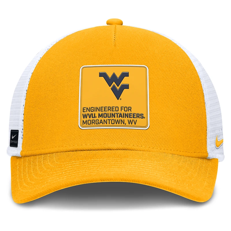 Men's Nike  Gold/White West Virginia Mountaineers 2025 On-Field Rise Engineered Trucker Adjustable Hat