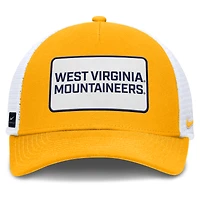 Men's Nike Gold/White West Virginia Mountaineers 2025 On-Field Rise Patch Trucker Adjustable Hat