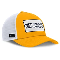 Men's Nike Gold/White West Virginia Mountaineers 2025 On-Field Rise Patch Trucker Adjustable Hat