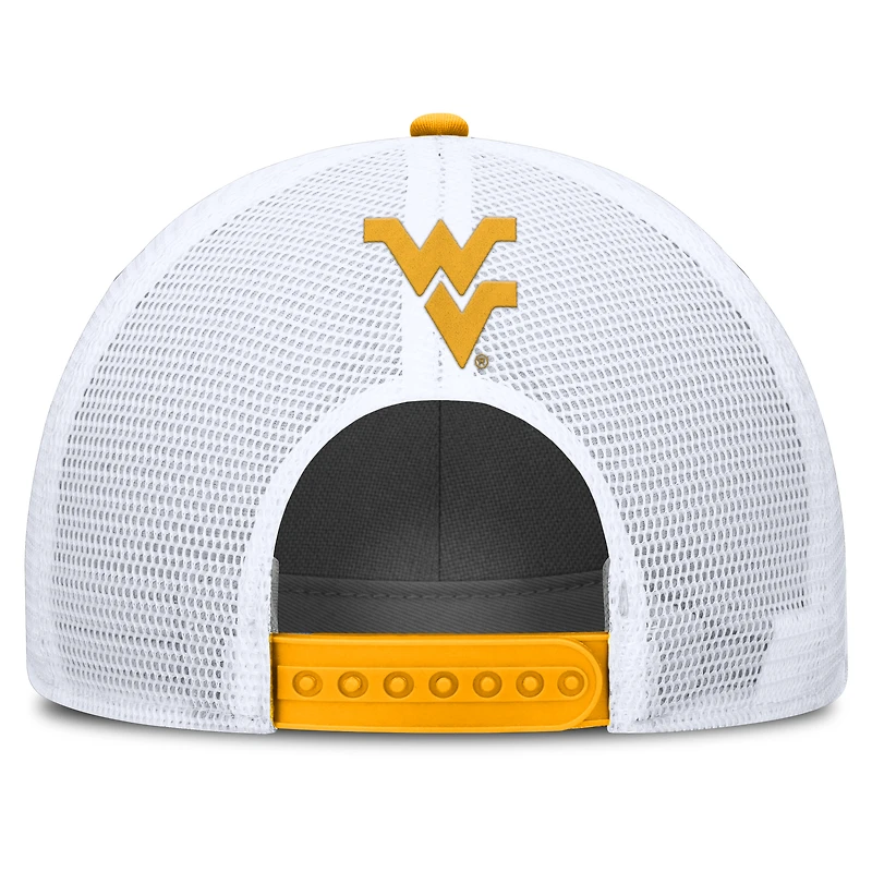 Men's Nike Gold/White West Virginia Mountaineers 2025 On-Field Rise Patch Trucker Adjustable Hat