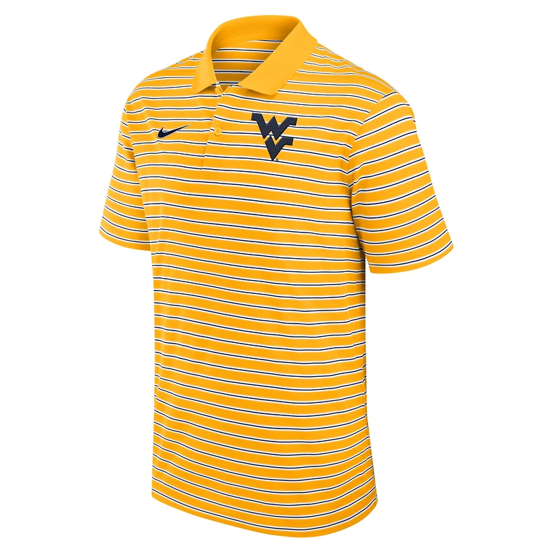 Polo de performance à rayures Nike pour hommes, or/blanc, West Virginia Mountaineers Primetime Victory