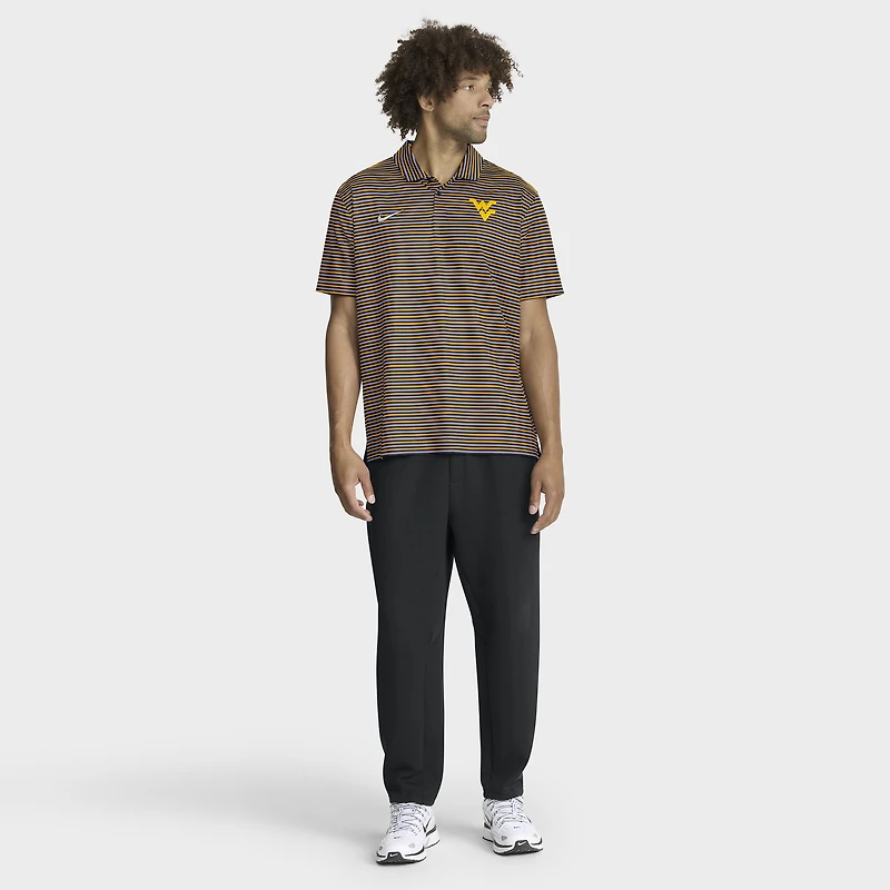 Men's Nike Gold West Virginia Mountaineers 2025 Coaches Premium Tour Stripe Dri-FIT Polo