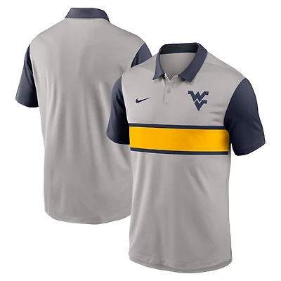 Polo Nike Vapor Dri-FIT gris/bleu marine des West Virginia Mountaineers pour homme
