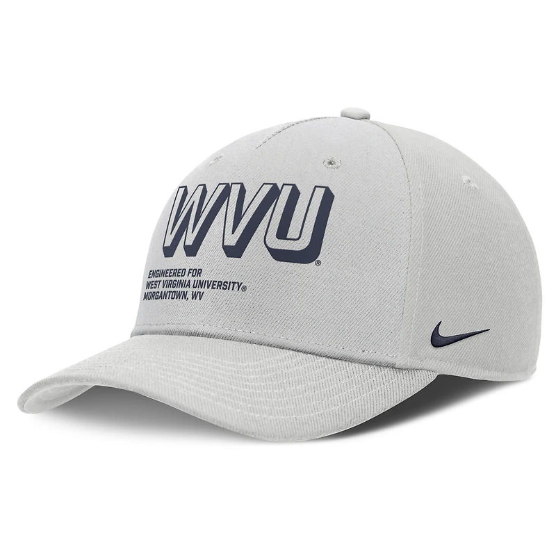 Casquette ajustable Nike grise West Virginia Mountaineers 2025 Sideline Dust Pinched Rise pour homme