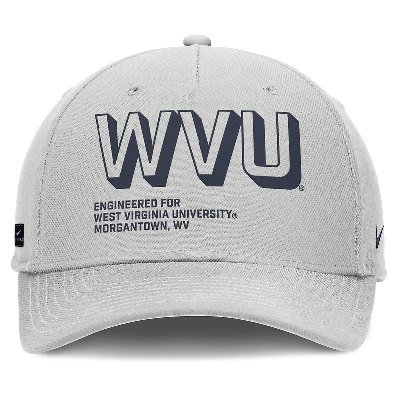 Casquette ajustable Nike grise West Virginia Mountaineers 2025 Sideline Dust Pinched Rise pour homme