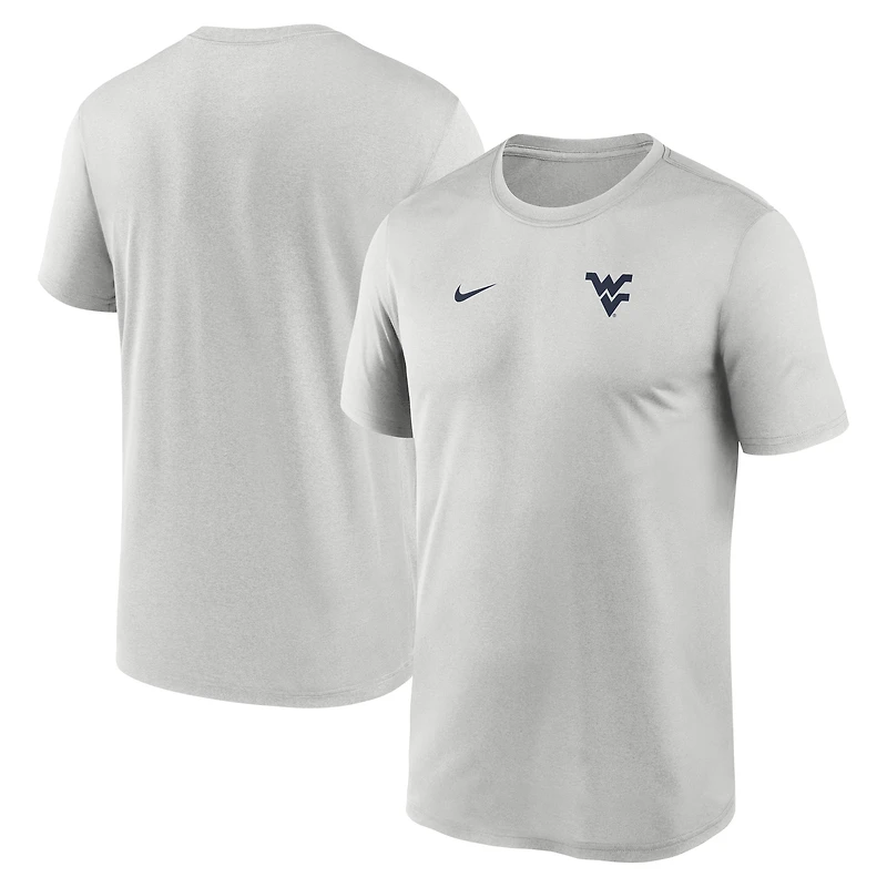 T-shirt Nike Dri-FIT gris pour homme, équipe des West Virginia Mountaineers 2025, avec petit logo et légende