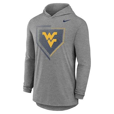Men's Nike Gray West Virginia Mountaineers 2026 NCAA Baseball College World Series Dugout Long Sleeve Hooded T-Shirt