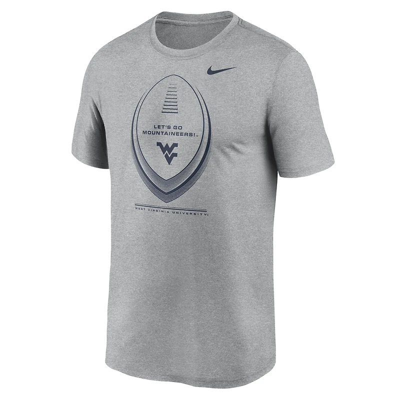 T-shirt Nike Dri-FIT gris pour homme West Virginia Mountaineers Primetime Legend Football Icon