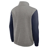 Pull Nike West Virginia Mountaineers Club Fleece Tri-Blend demi-zippé pour homme, gris chiné/bleu marine
