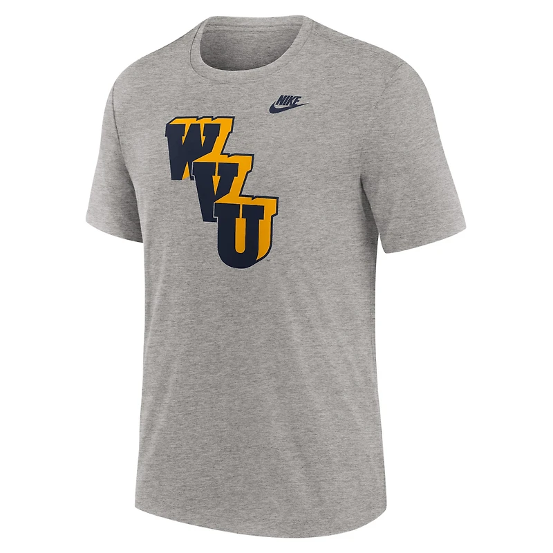 Men's Nike Heather Gray West Virginia Mountaineers Blitz Legacy Primary Tri-Blend T-Shirt