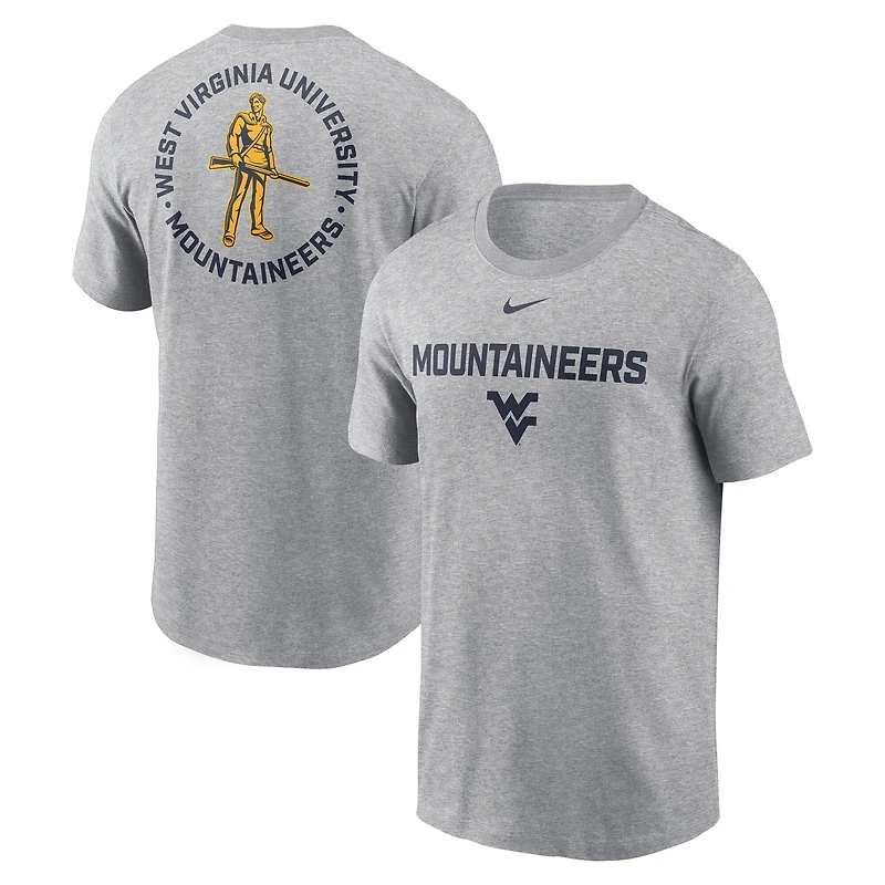 Men's Nike Heather Gray West Virginia Mountaineers Campus 2-Hit T-Shirt