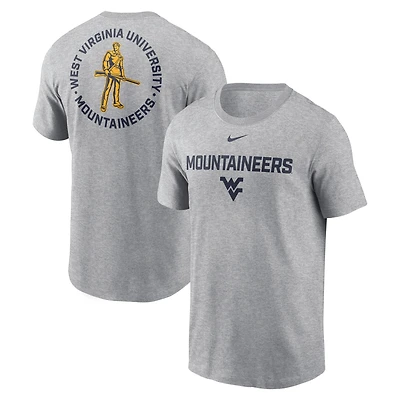 Men's Nike Heather Gray West Virginia Mountaineers Campus 2-Hit T-Shirt