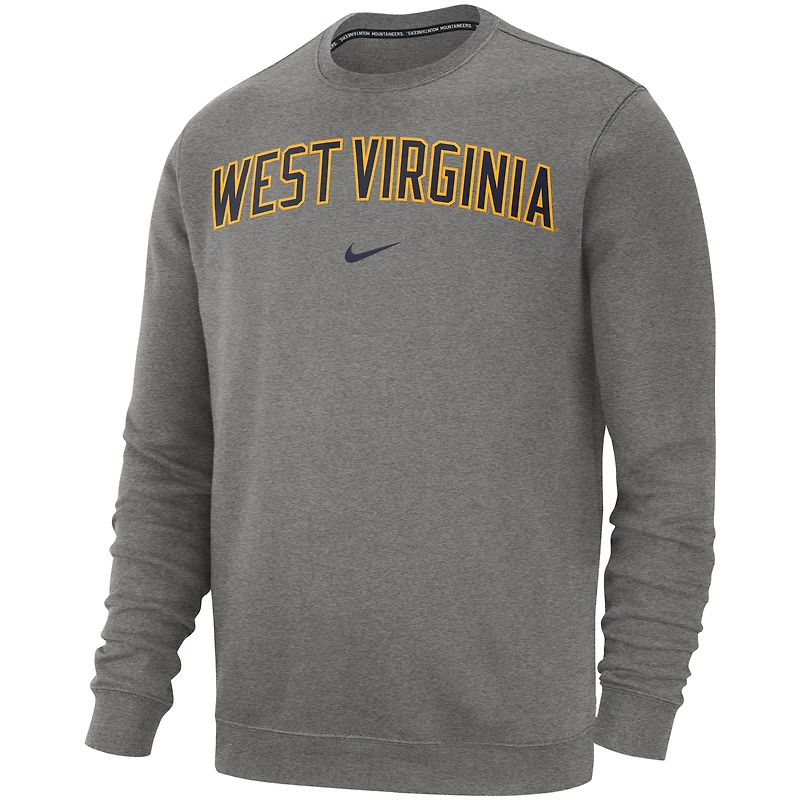 Sweat-shirt en polaire Nike pour hommes, gris chiné, West Virginia Mountaineers Club