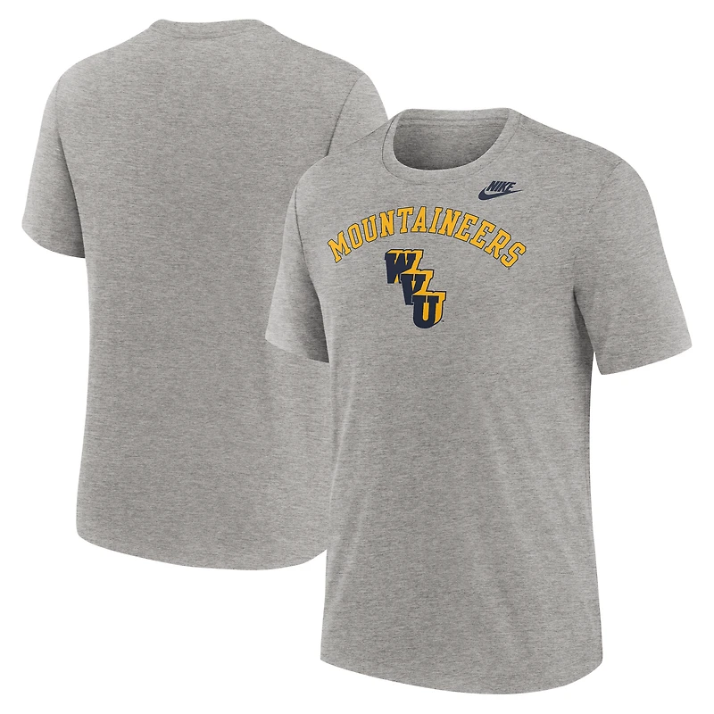 T-shirt Nike gris chiné West Virginia Mountaineers Legacy Arch Tri-Blend pour homme