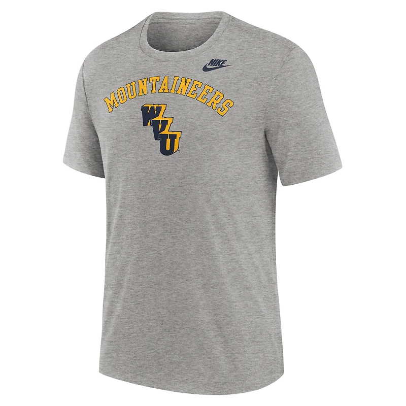 T-shirt Nike gris chiné West Virginia Mountaineers Legacy Arch Tri-Blend pour homme